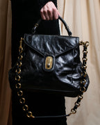 "DOLCE &amp; GABBANA" Gold chain two-way leather bag