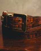 -SPECIAL- “LOEWE” 80’s-90’s Crocodile pattern anagram leather belt