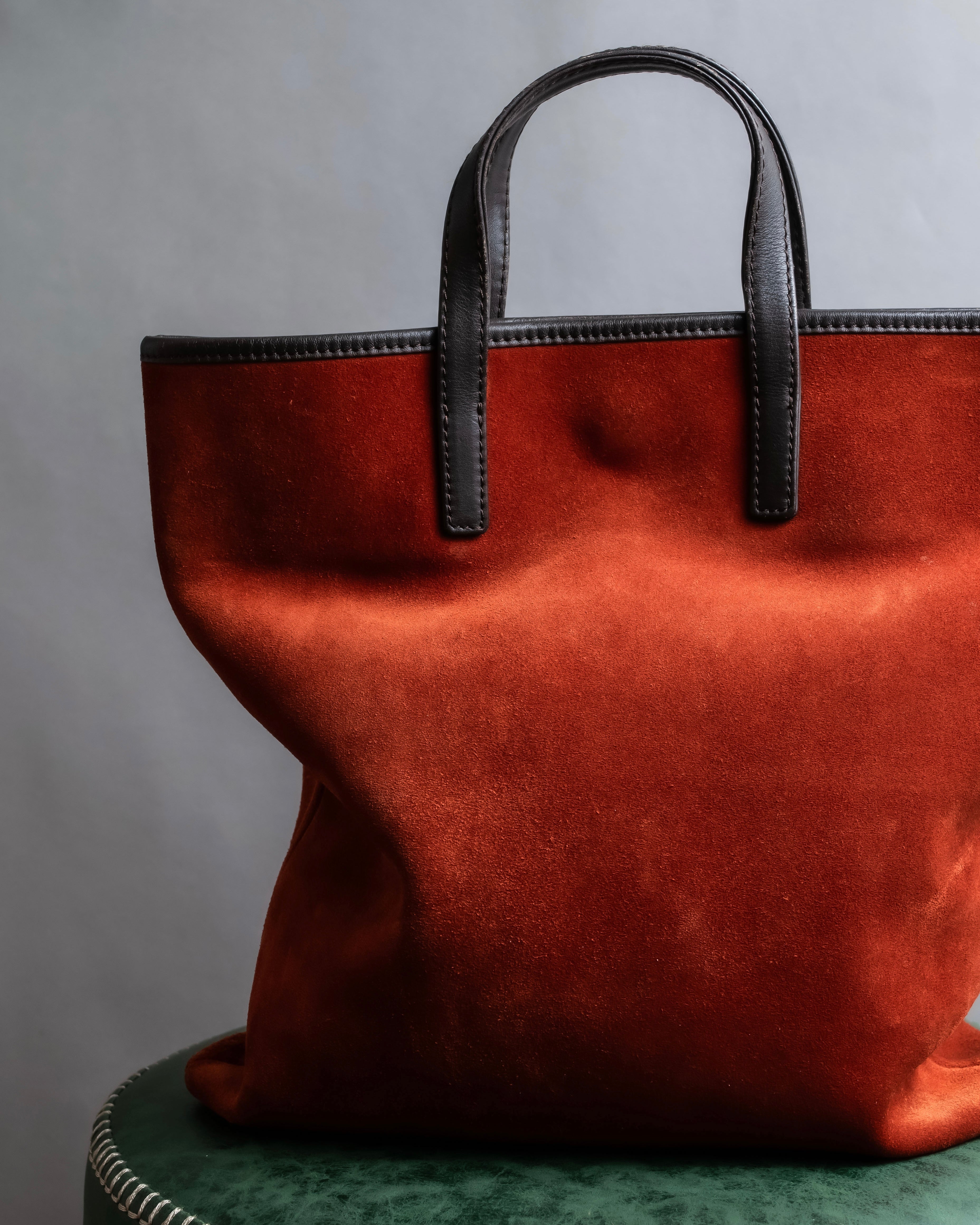 "LOEWE" Anagram logo engraved suede leather tote bag