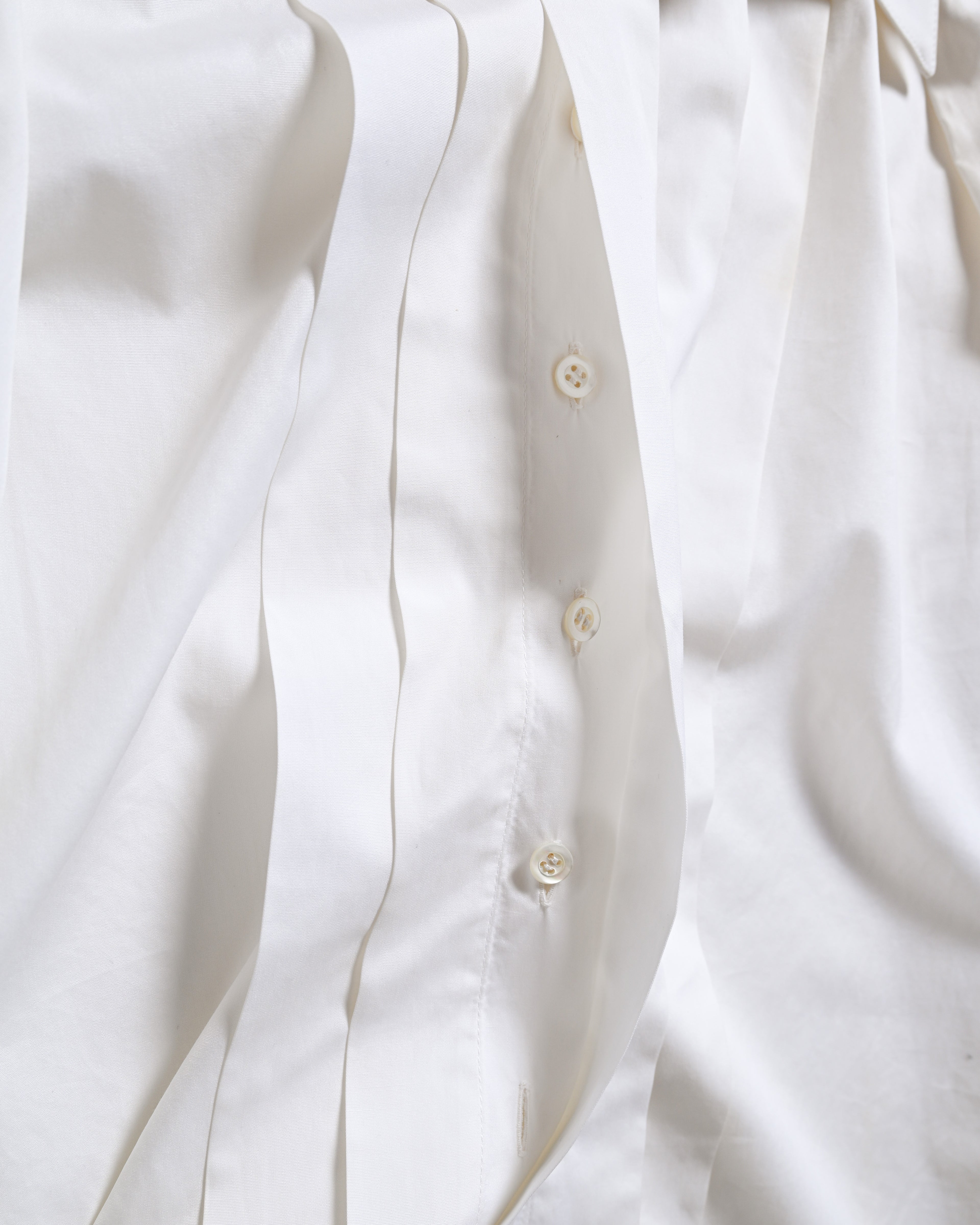 CHANEL/  Front Pleats Designed Fly Front Shirt with Gold CC Button