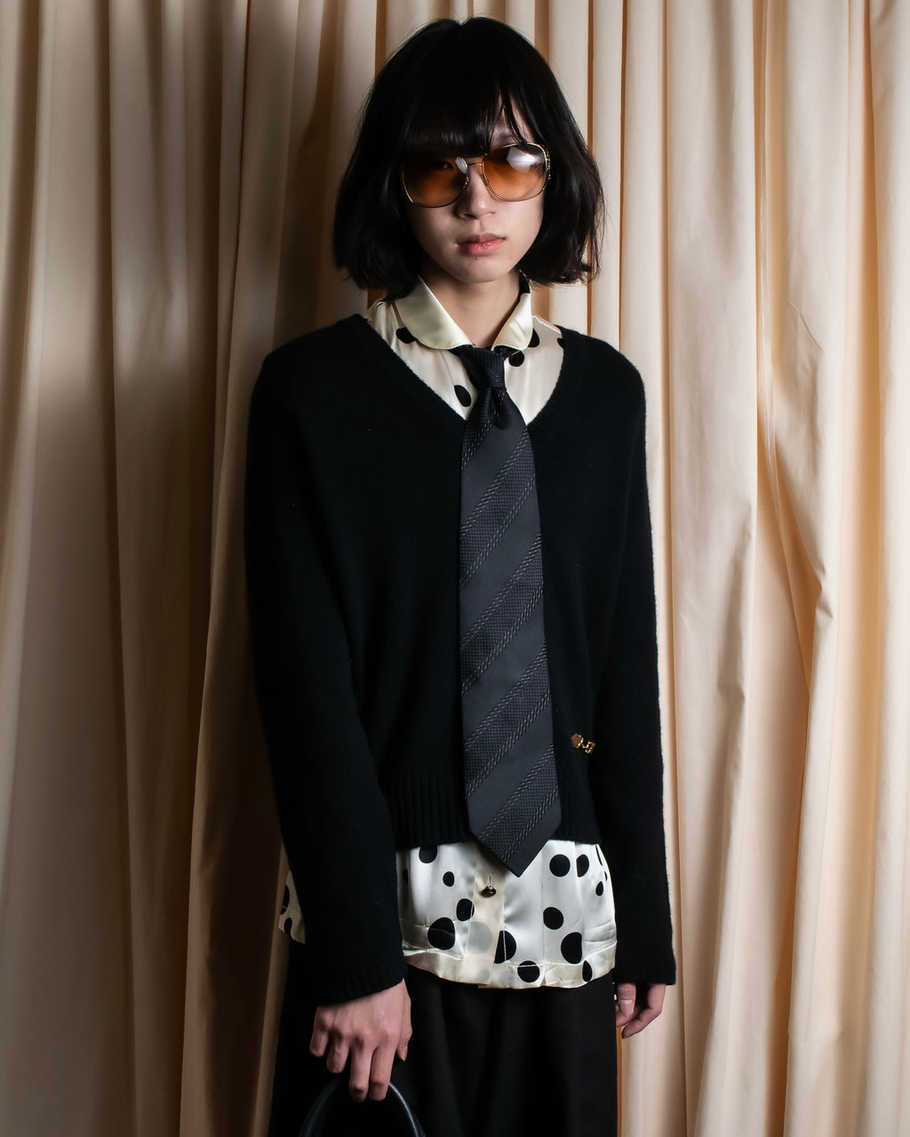 "GIORGIO ARMANI" Mixed material striped necktie