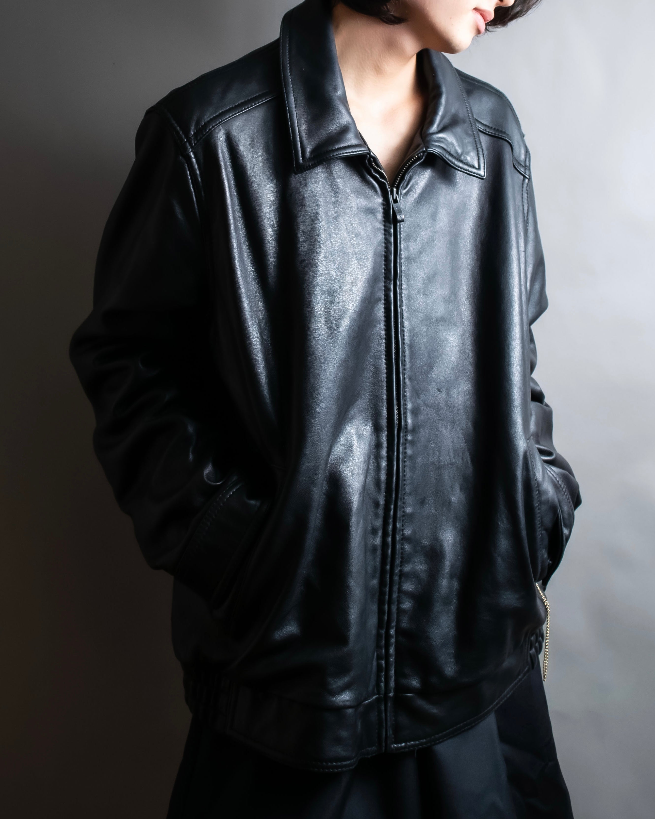 "M. JULIAN" High quality leather single riders blouson