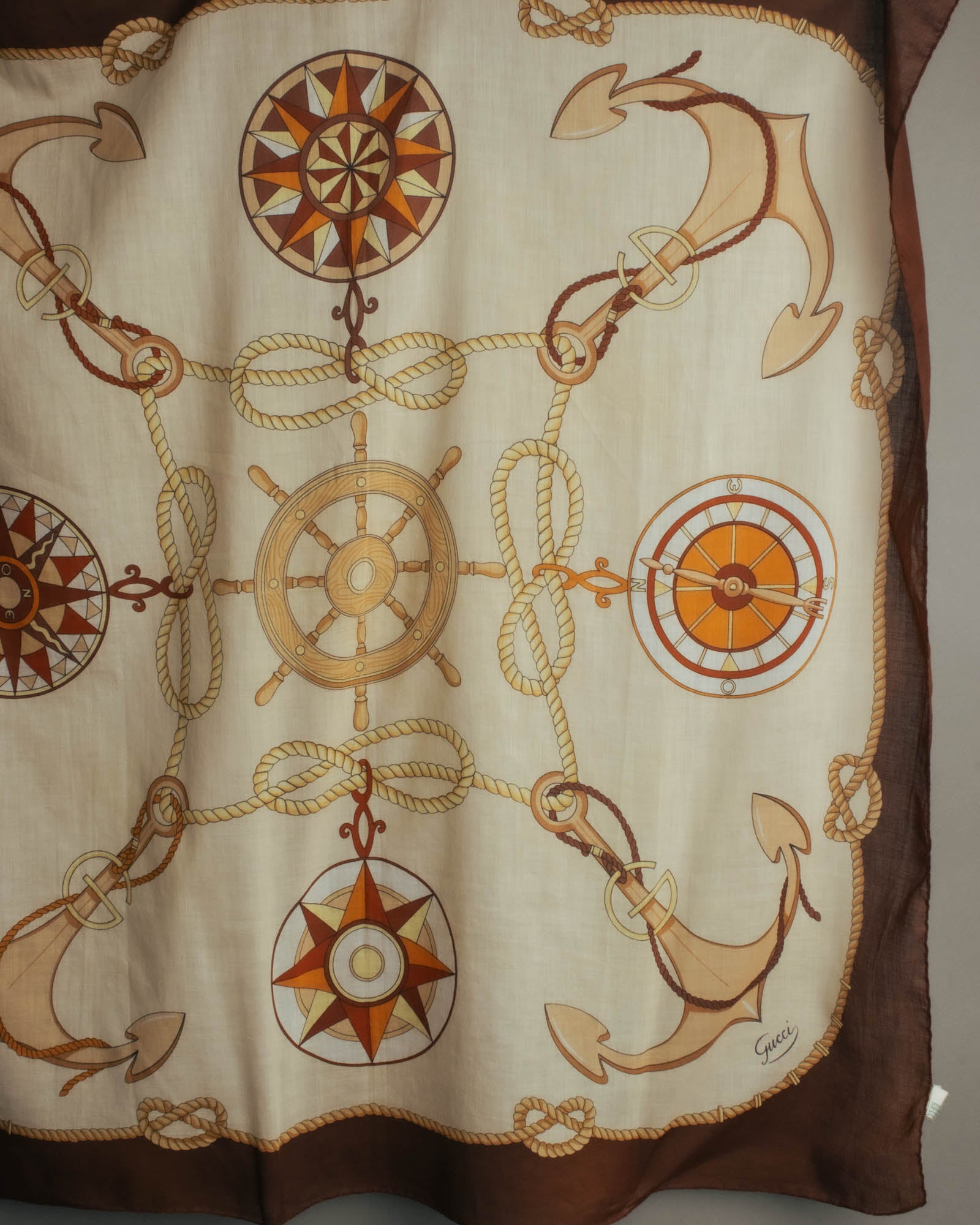 “GUCCI” 70’s-80’s nautical motif sheer scarf