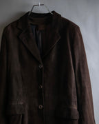 "LOEWE" 80's flowing line suede leather chester coat