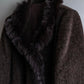 Vintage blue fox fur docking alpaca blend long coat