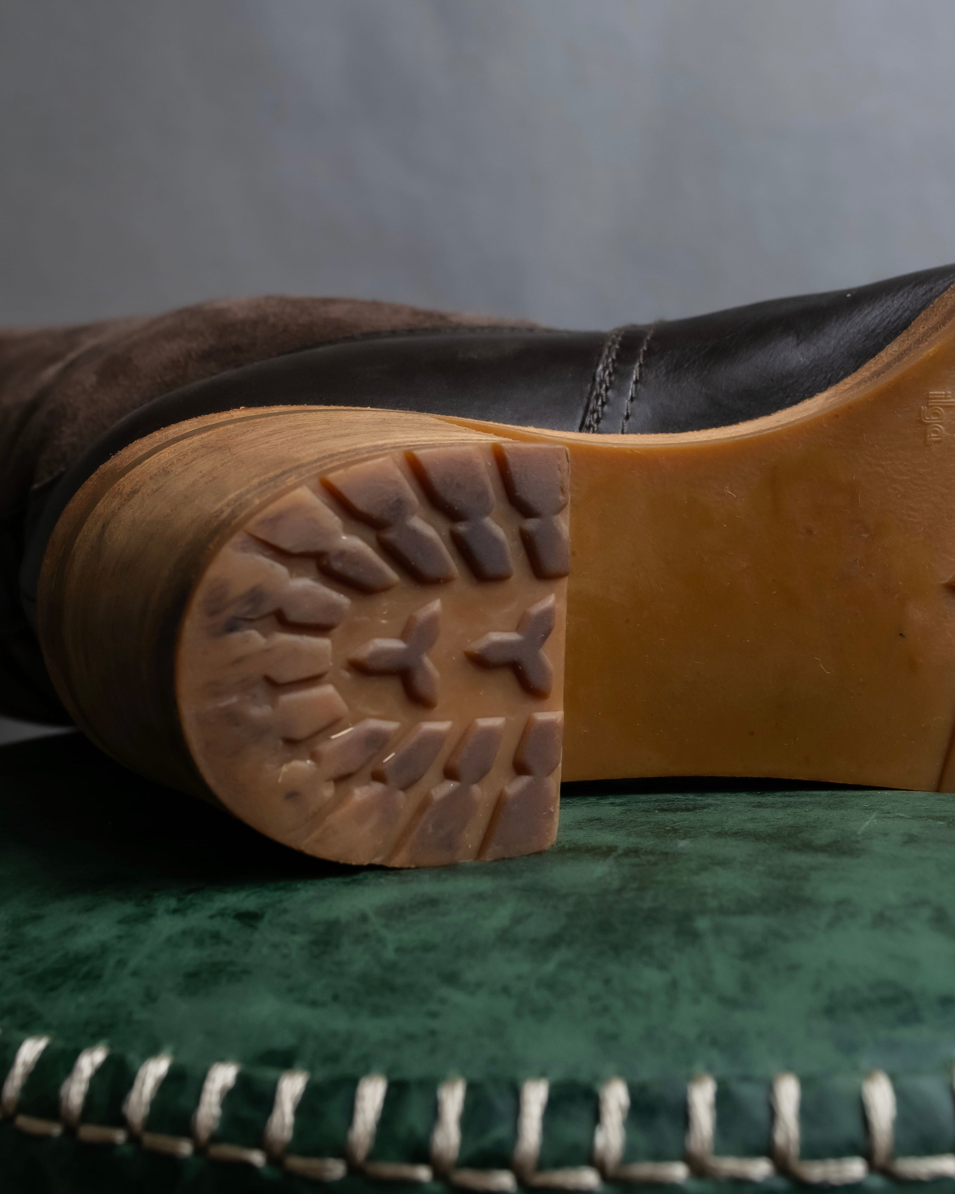 "HERMES" Shearling lining leather combination long boots