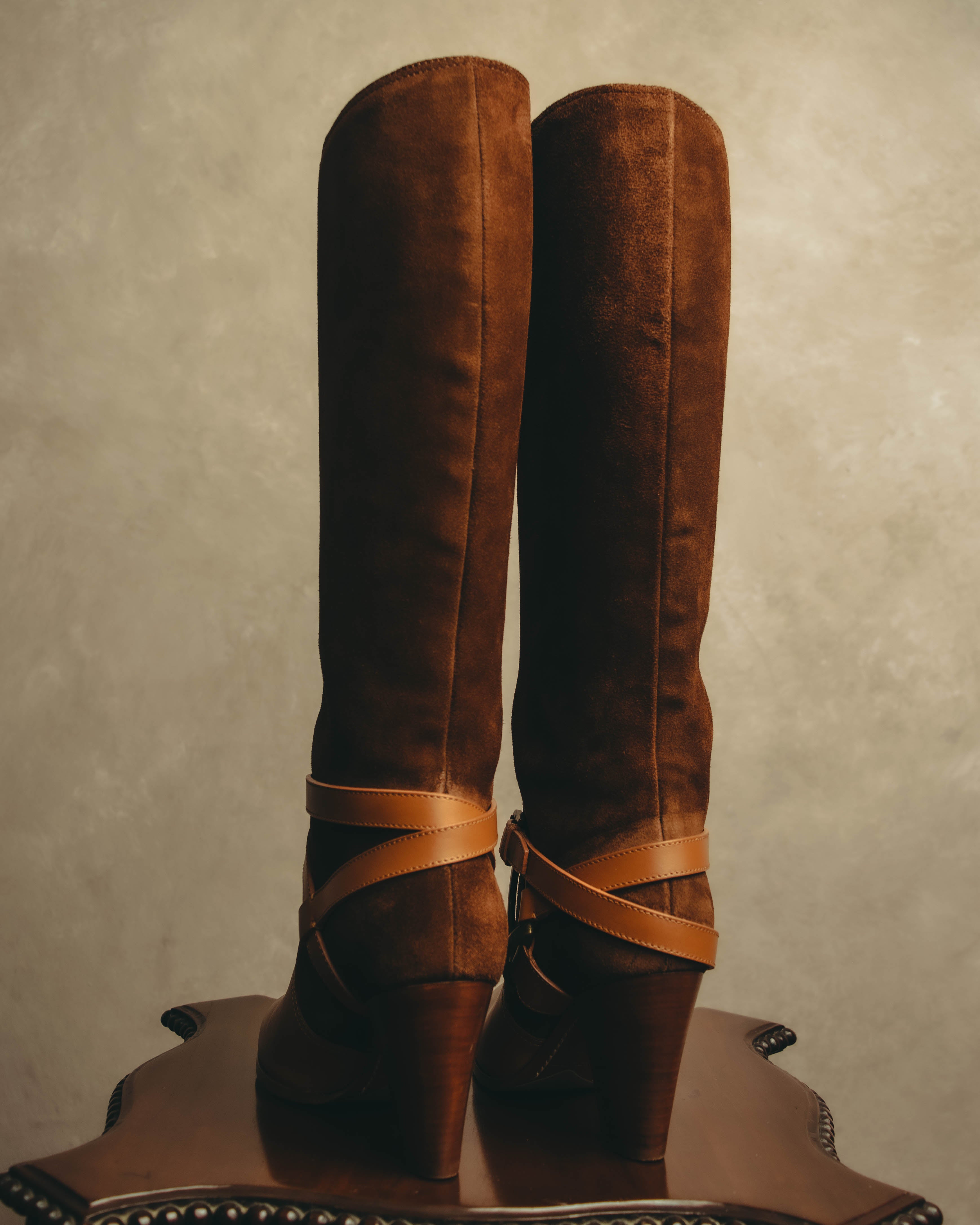 -SPECIAL- “Ralph Lauren” 2010’s-20’s Sareena washed vachetta long boots