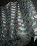 “Yves Saint Laurent” 80’s-90’s Sheer stripe floral silk scarf