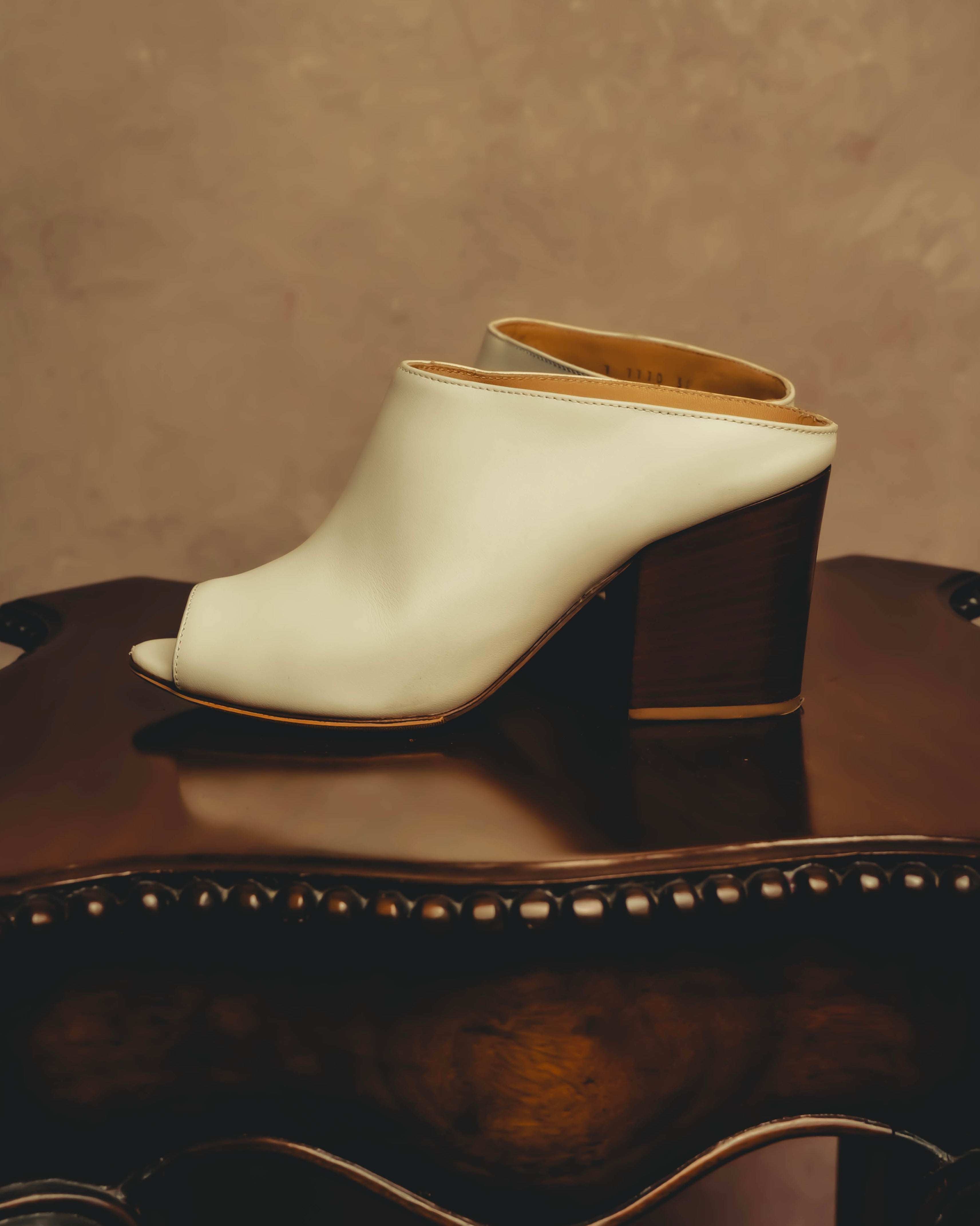 “Sergio Rossi” White open-toe heeled mules