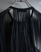 "PRADA" Gathered ribbon design puff sleeve dress