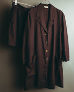 -SPECIAL- “DRIES VAN NOTEN” 90’s–00’s Rayon linen tailored long jacket and shorts set up