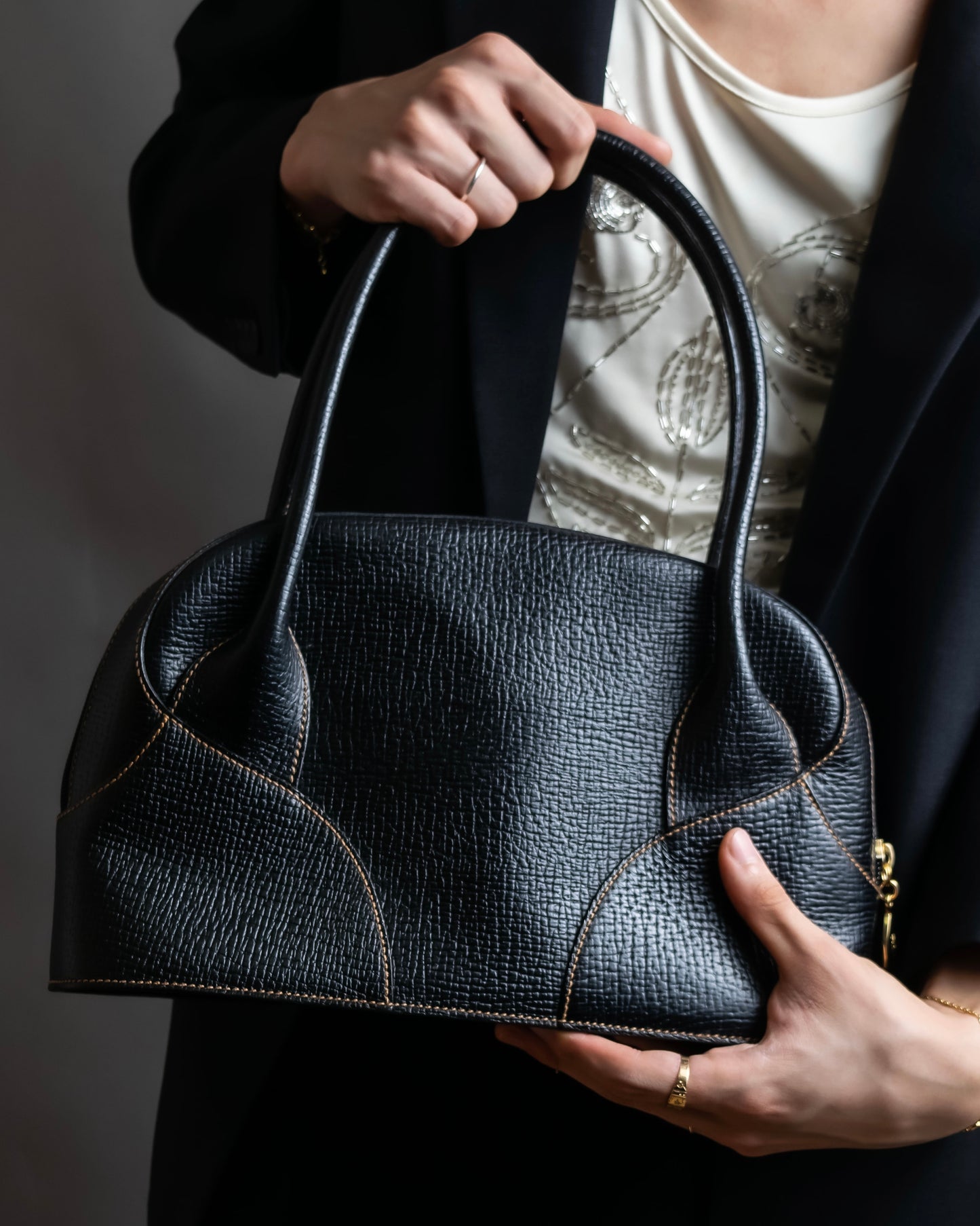 "LOEWE" Embossed leather horizontal one handle bag