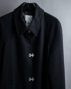"CELINE" Hedi Slimane period metal buckle design long coat
