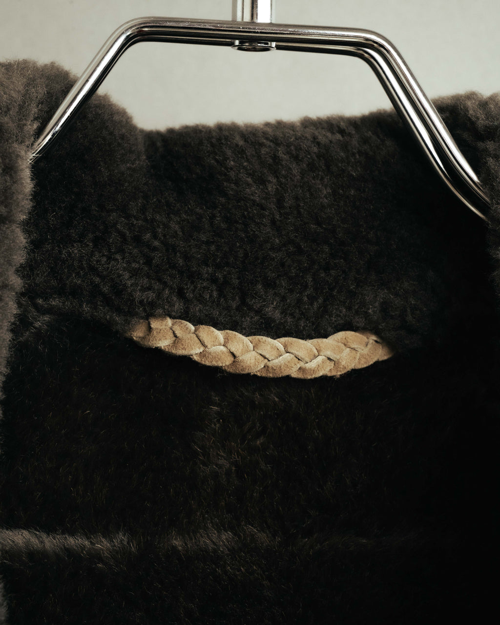 “LOEWE” 70’s-early 90’s Suede shearling belted long coat