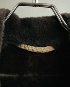 “LOEWE” 70’s-early 90’s Suede shearling belted long coat