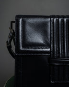 "YVES SAINT LAURENT" Straight ridge design square forum leather bag