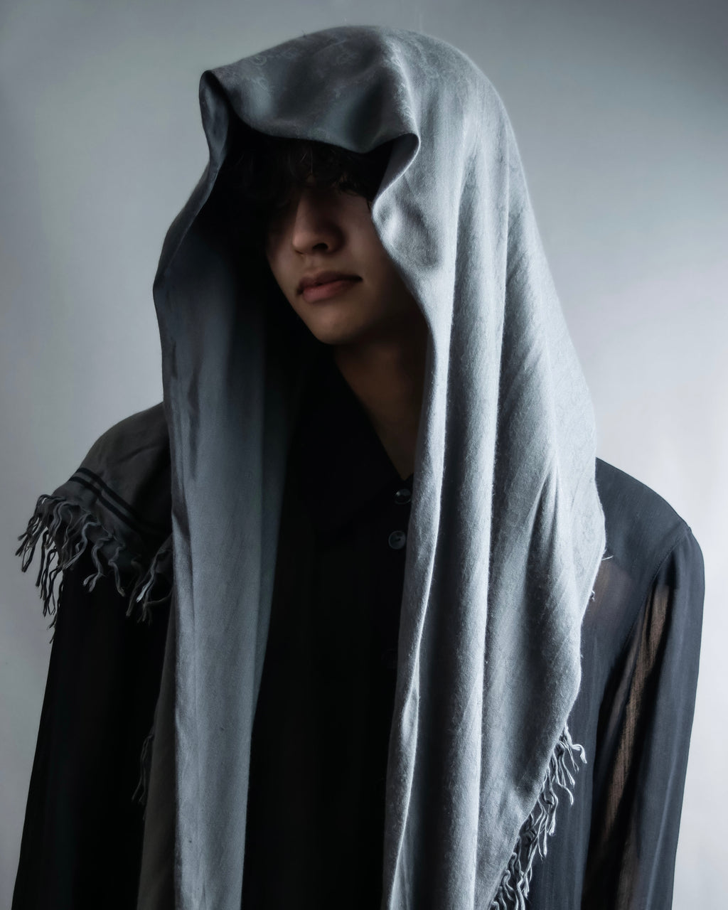 "GUCCI" GG pattern fringe detail scarf