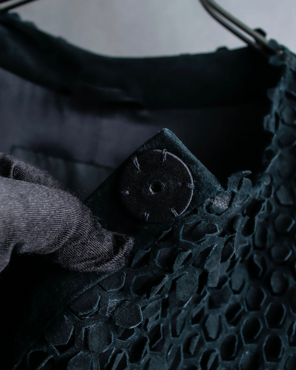 "HERNO" Laser cutwork design structured black dress