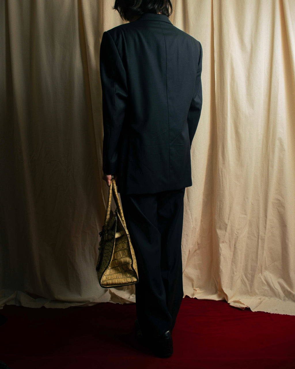 "YVES SAINT LAURENT" Classical tailoring shadow stripe pattern set up