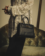 -SPECIAL- "Balenciaga" 90's-00's Ostrich leather structured top handle bag