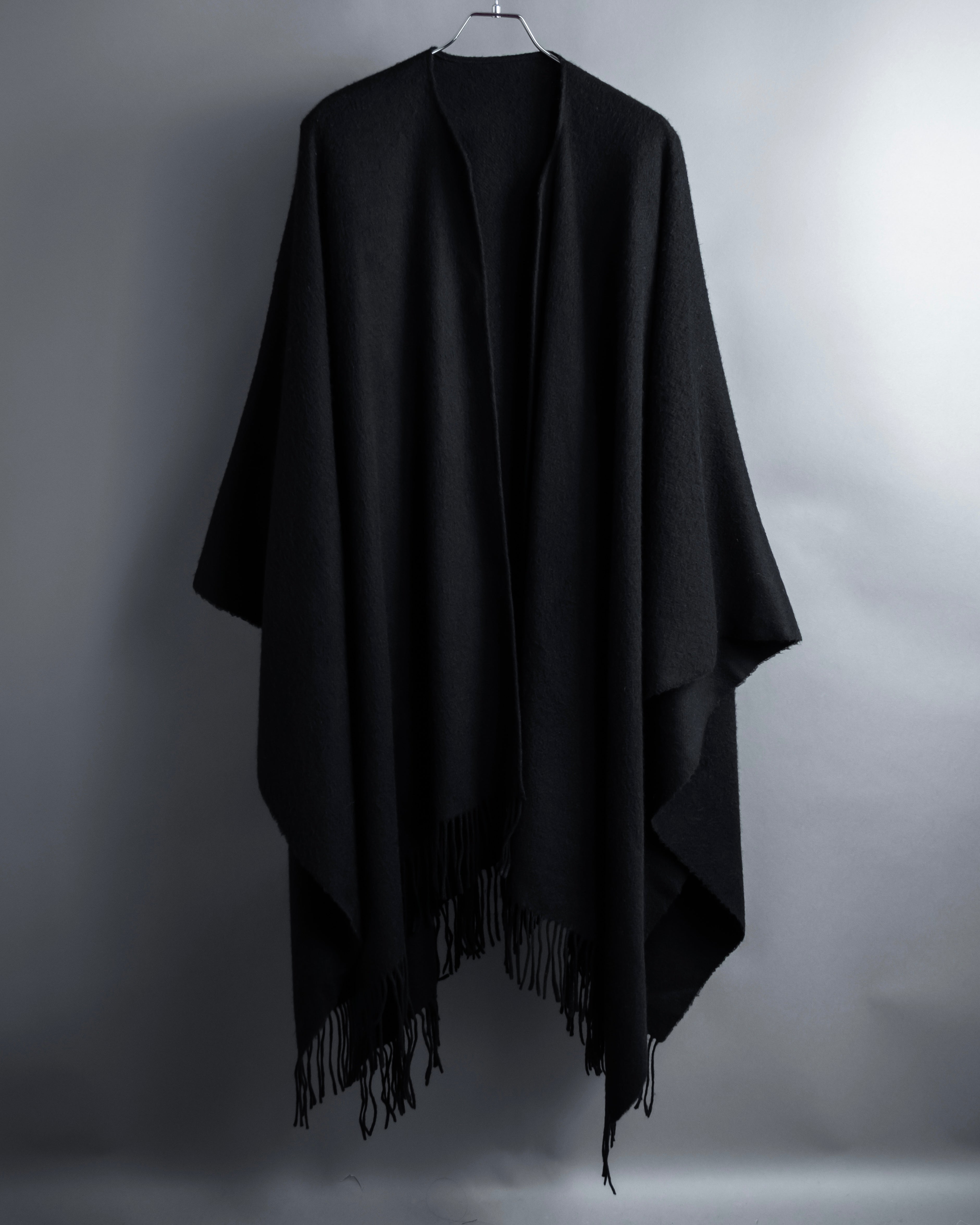 "BALENCIAGA" Fringe design open front cape
