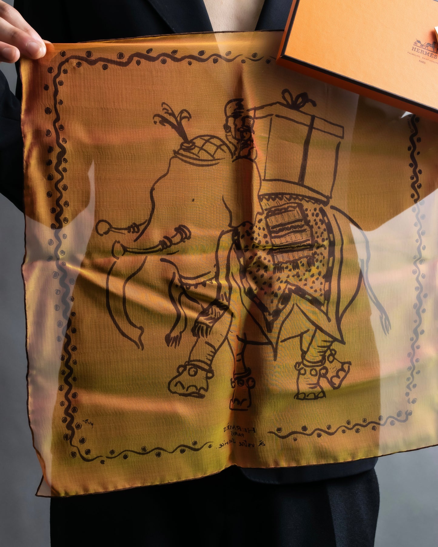 "HERMES" Exotic motif carre scarf