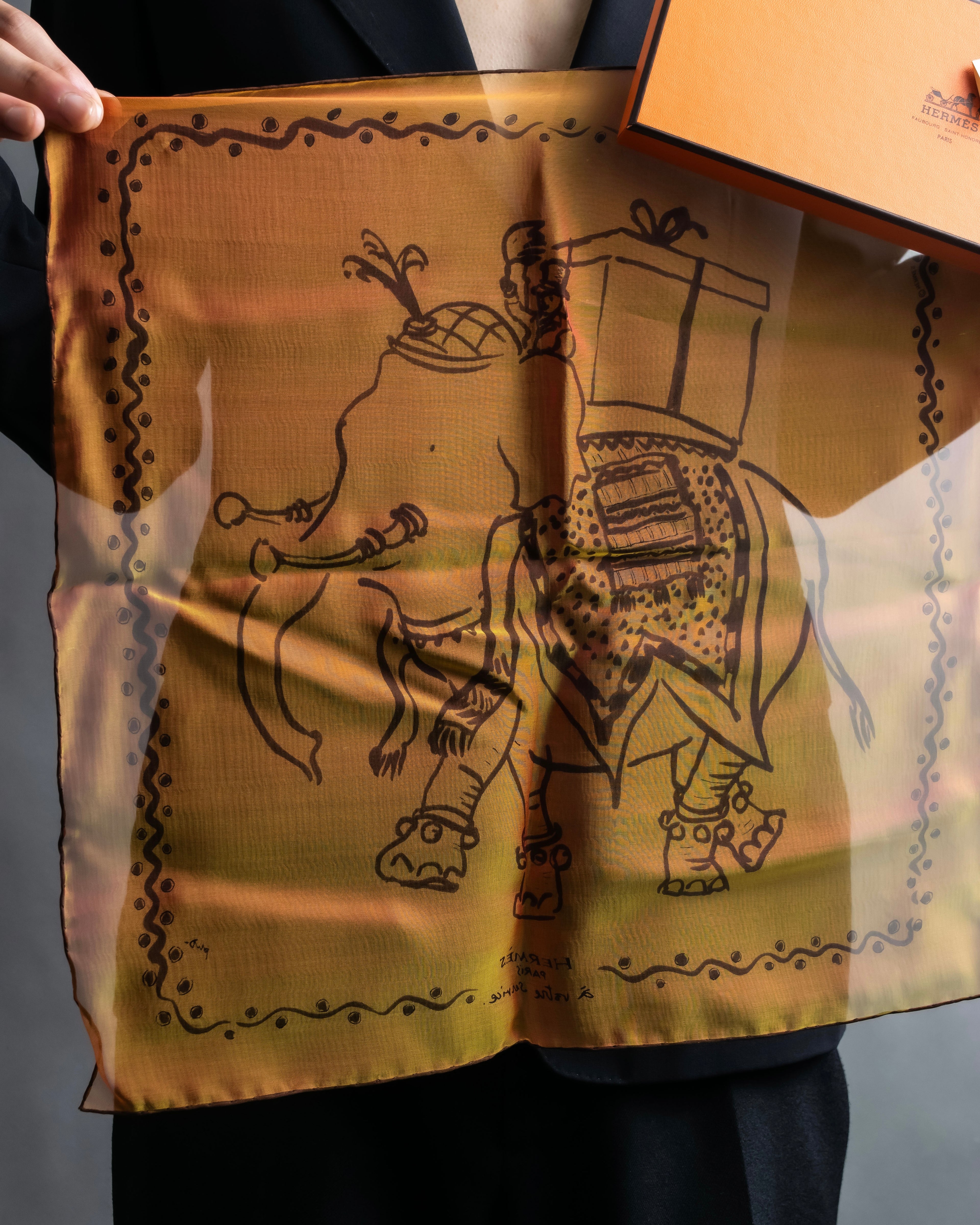 "HERMES" Exotic motif carre scarf