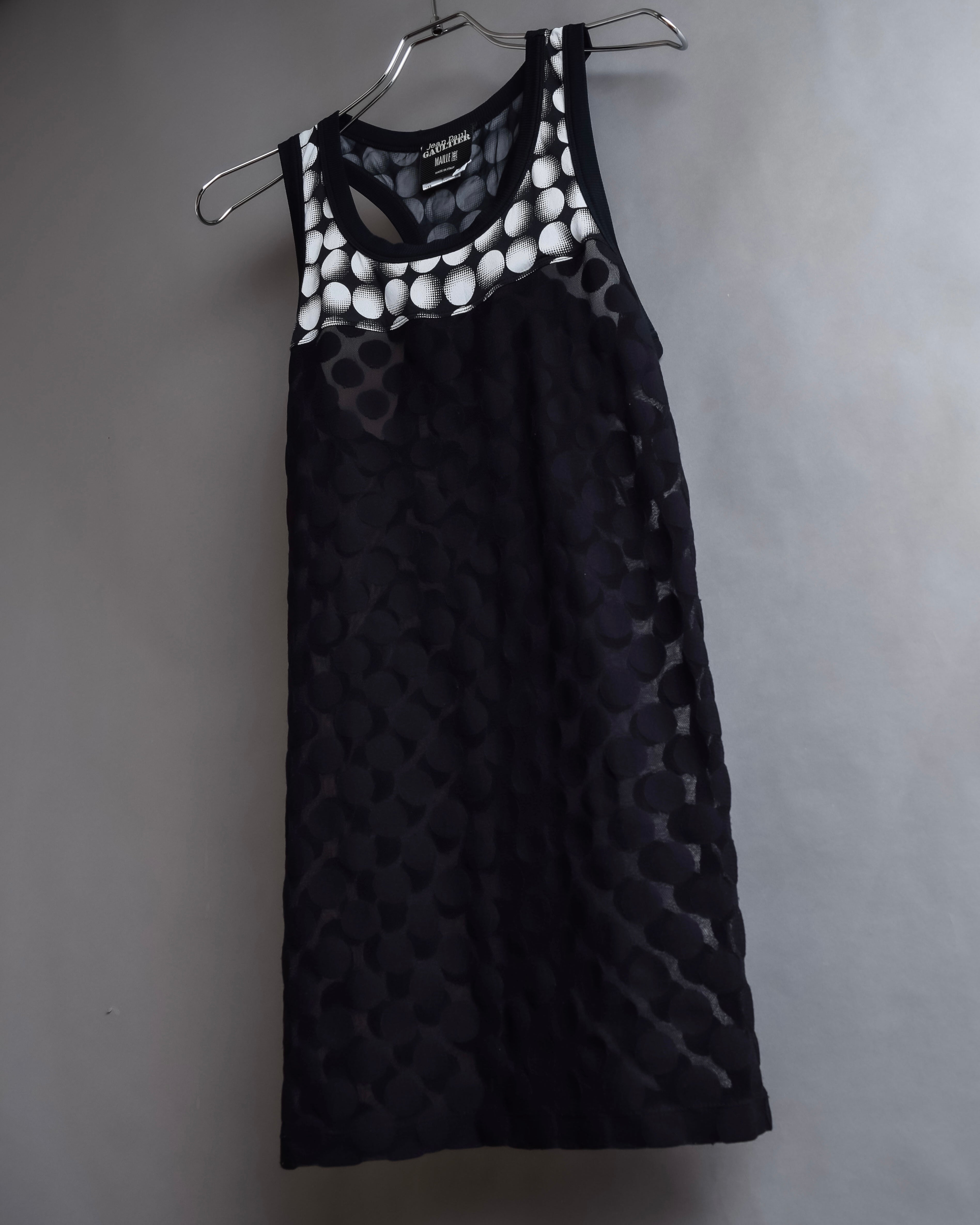 "JEAN PAUL GAULTIER MAILLE FEMME" Layered dot illusion mesh dress