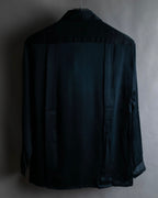 "CHANEL" Coco mark button design black glossy shirt