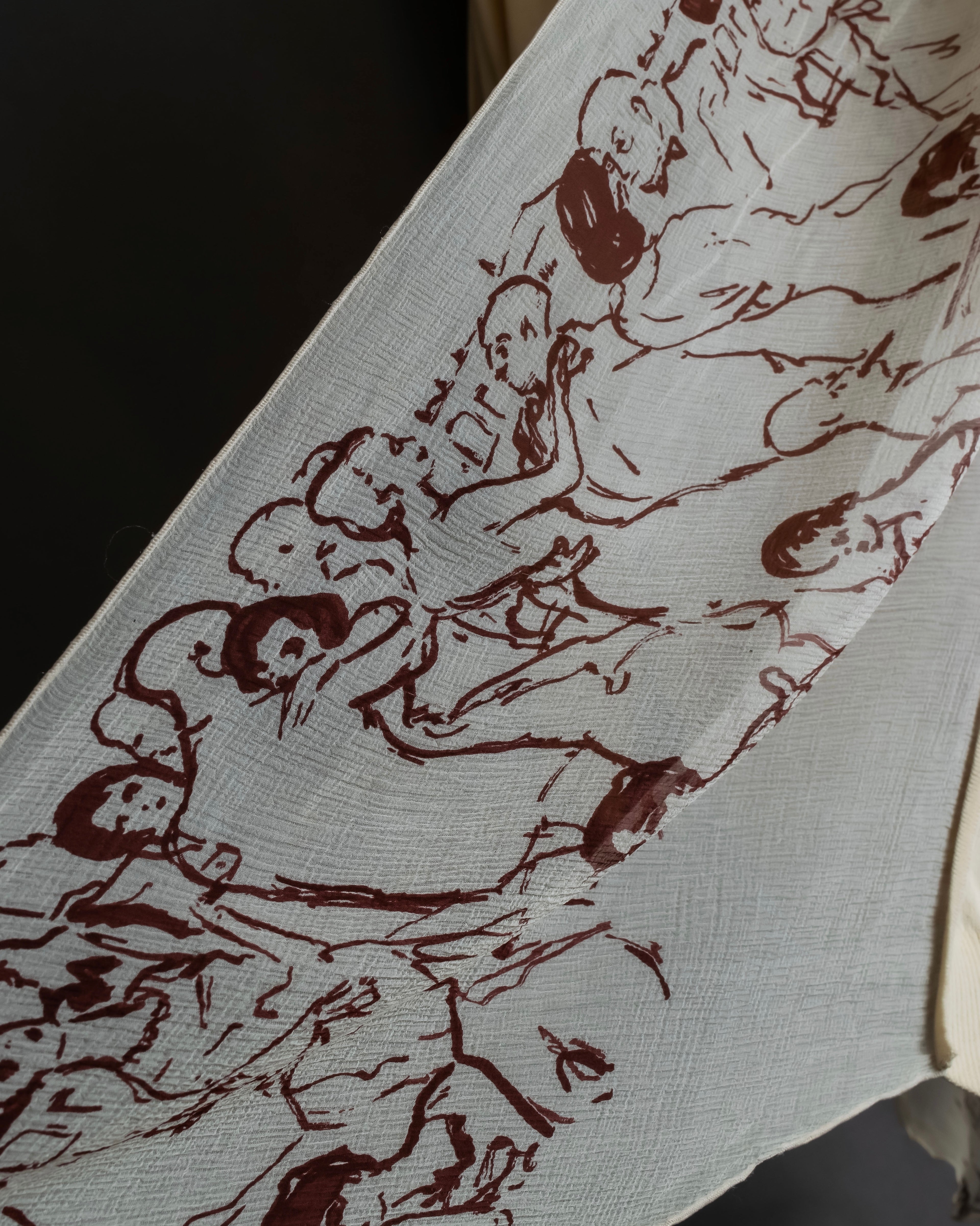 "HERMES" Gaultier period scarf docking design silk cardigan