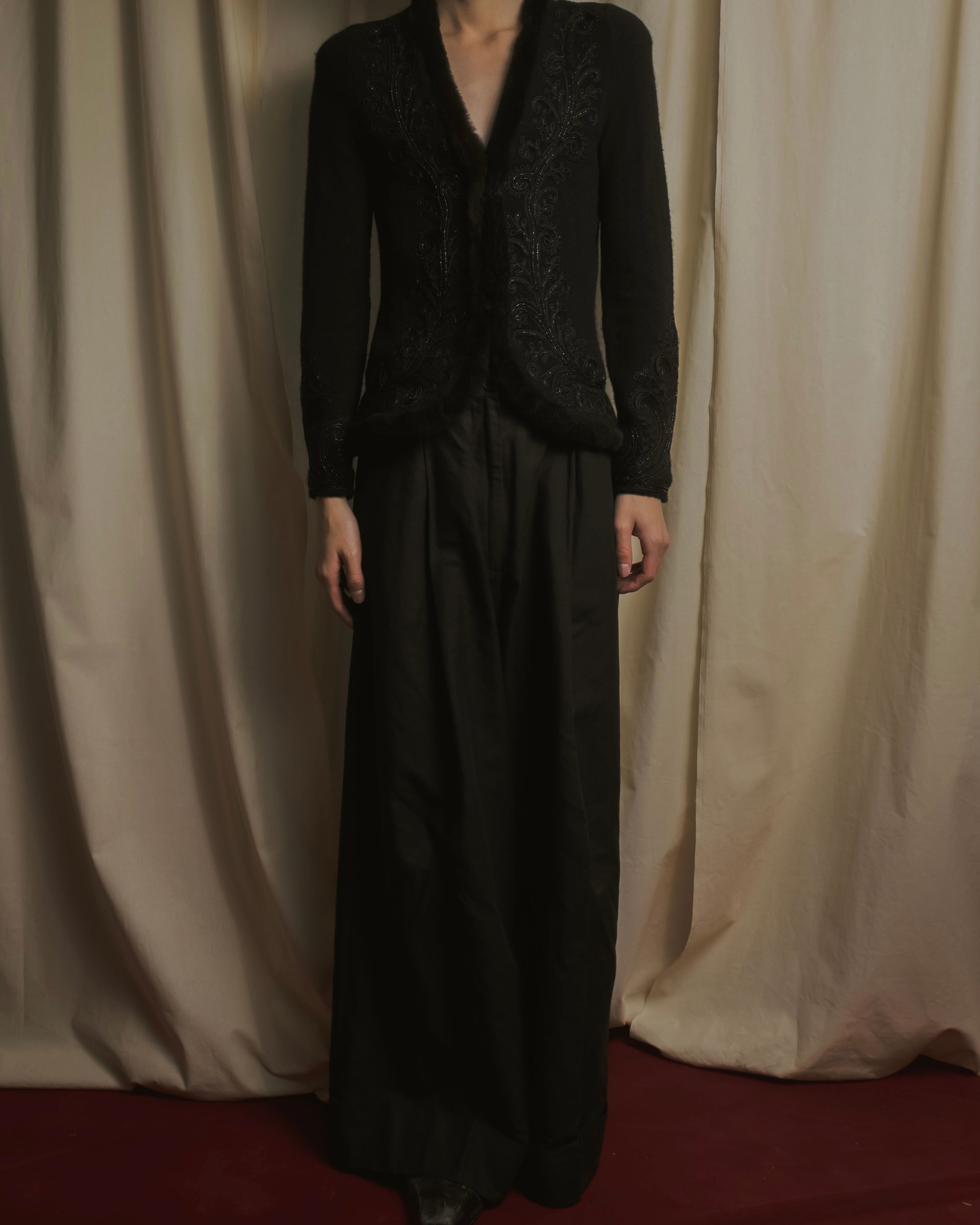 Chaqueta de piel con bordado de cuentas de los años 00 de Ralph Lauren