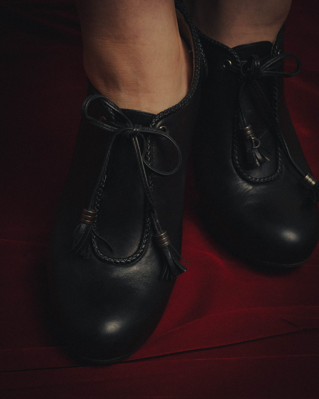 -SPECIAL- “Christian Dior” 00’s Ornate metal heel lace-up ankle boots