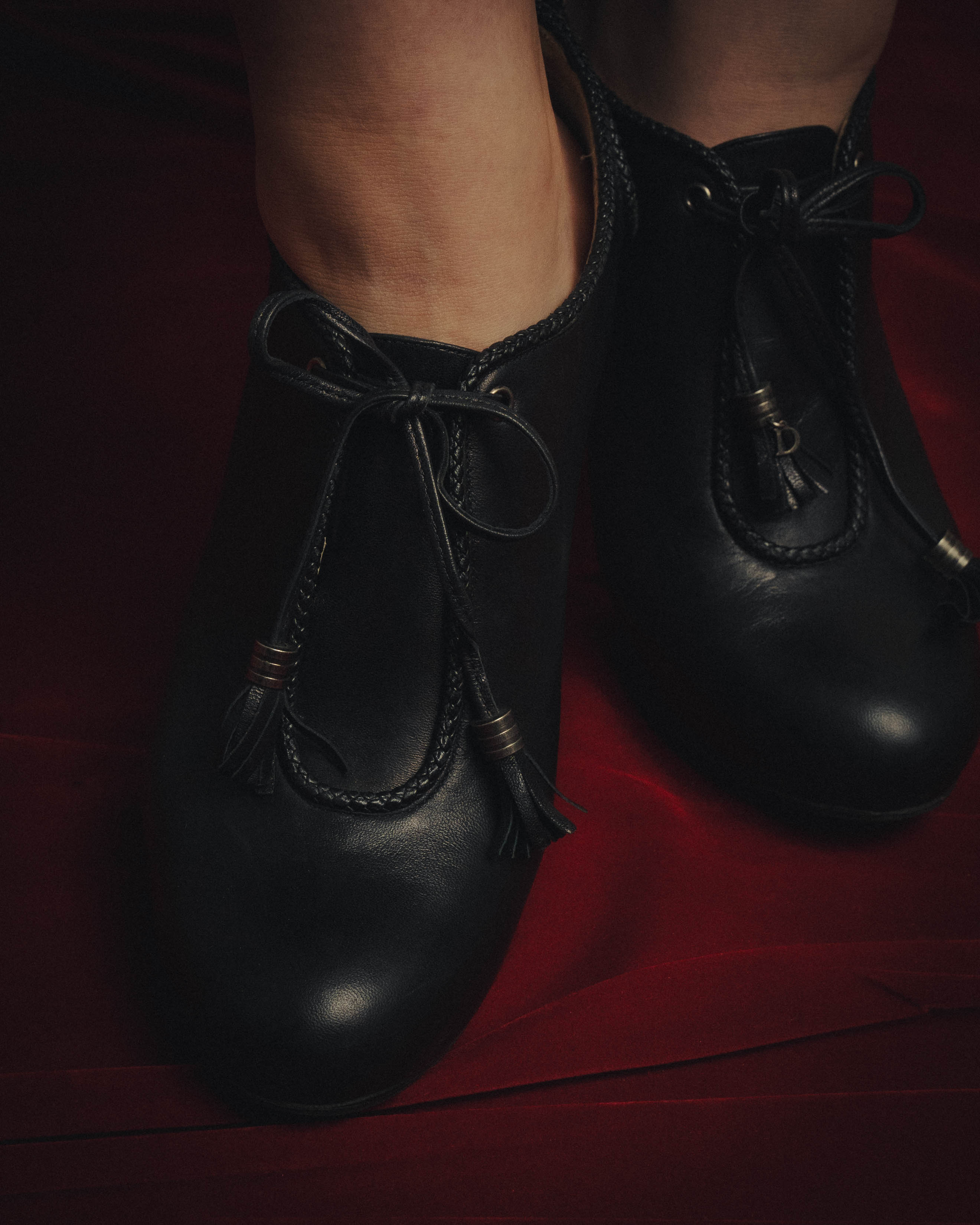 -SPECIAL- “Christian Dior” 00’s Ornate metal heel lace-up ankle boots