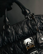 -SPECIAL- "MIU MIU" 00's-10's Glossy gathered leather handbag