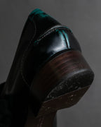 "BOTTEGA VENETA" Gradient emerald color leather loafers