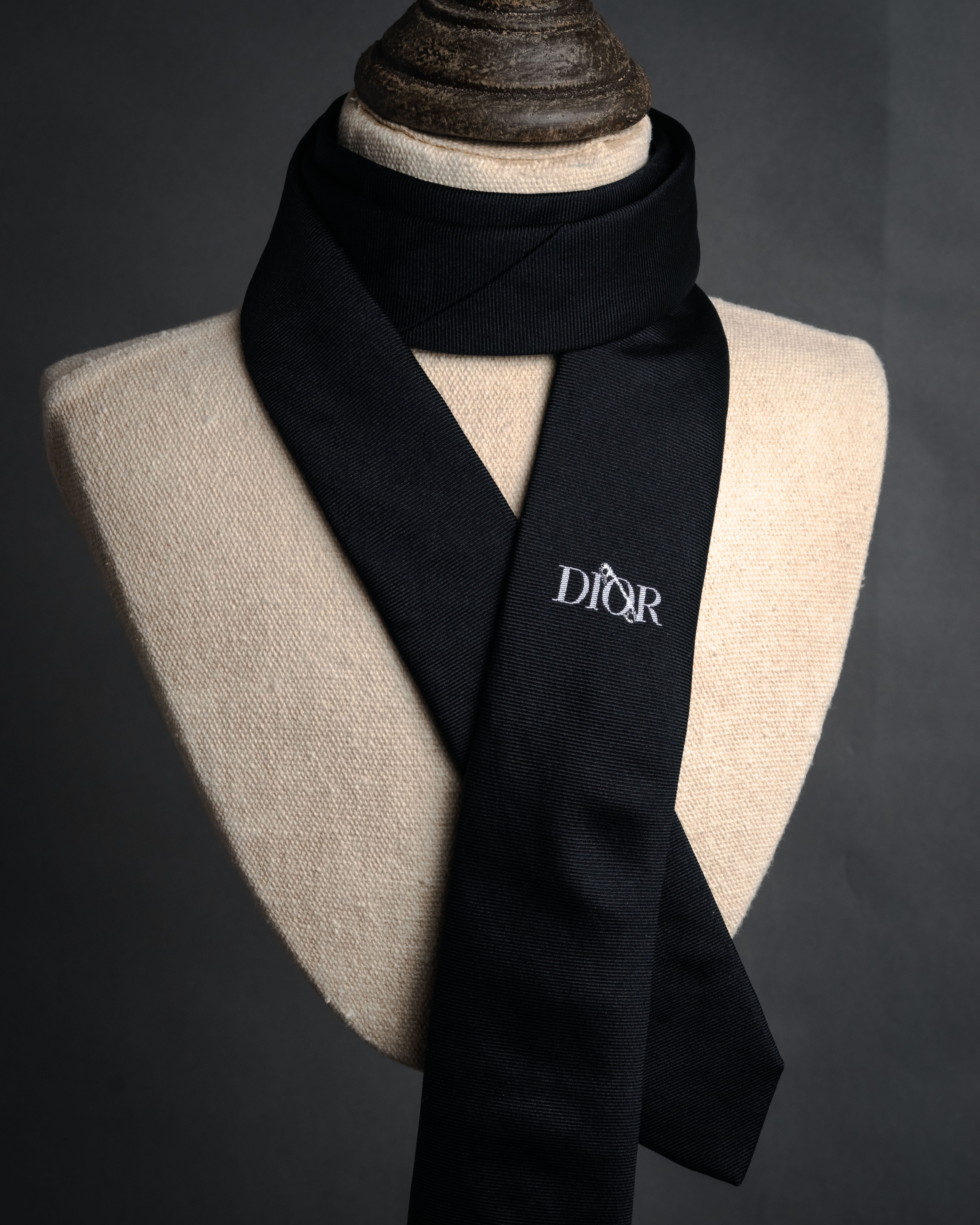 DIOR” 2019- Logo embroidered narrow tie – MOOD