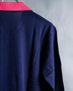 "Balenciaga Sports" Pink & yellow collar long sleeve polo shirt