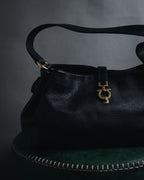 “Salvatore Ferragamo” Pebbled leather gancini hobo shoulder bag