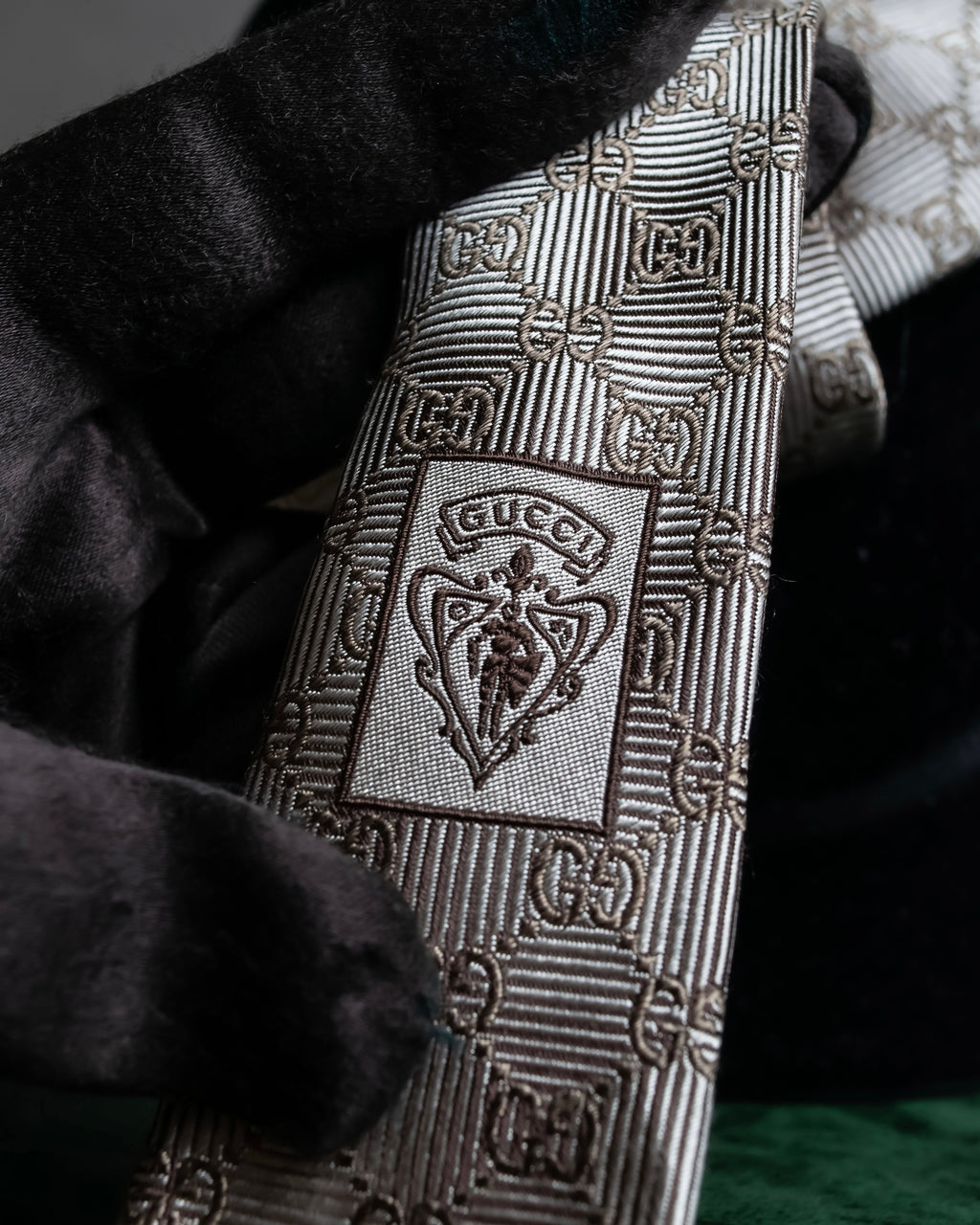 "GUCCI" GG pattern jacquard weave neck tie