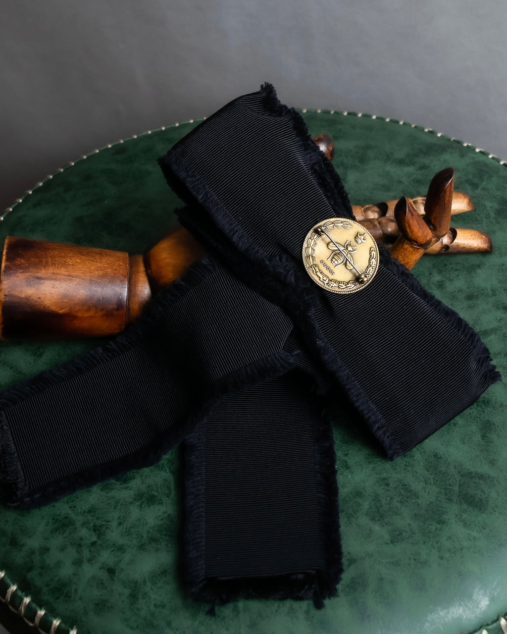 "GUCCI" Black bejeweled grosgrain ribbon