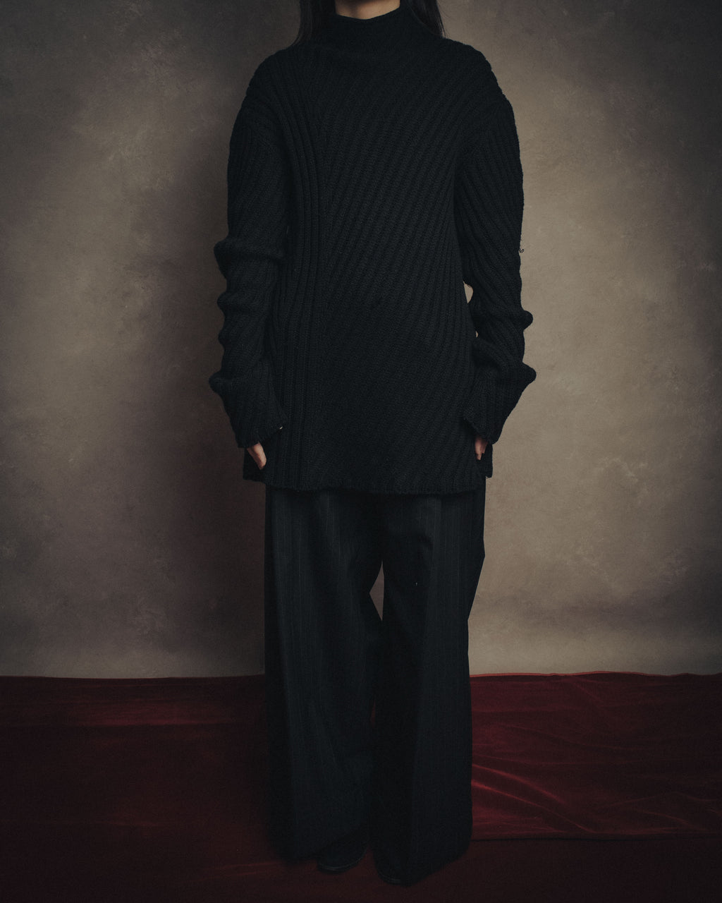 –SPECIAL– “HERMES” 90’s-00’s Bias rib merino knit sweater