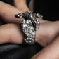 "CHANEL" Cocomark engraved rhinestone design camellia ring