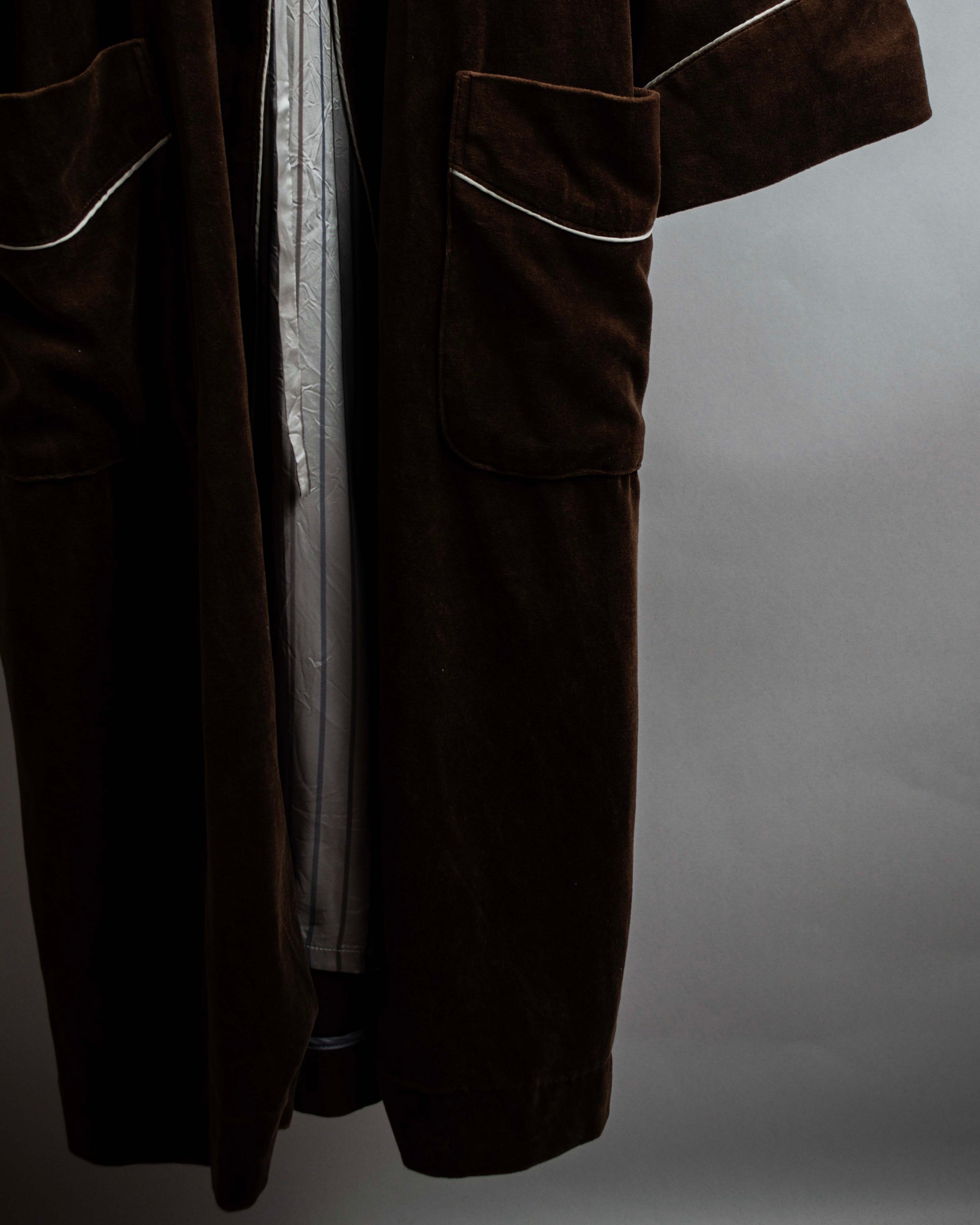 "CELINE" Piping design velour long gown coat