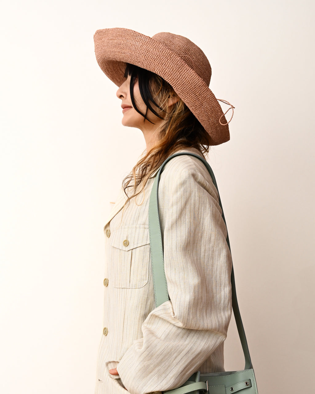 Dolcis/ Linen Blended Oversized Safari Jacket White