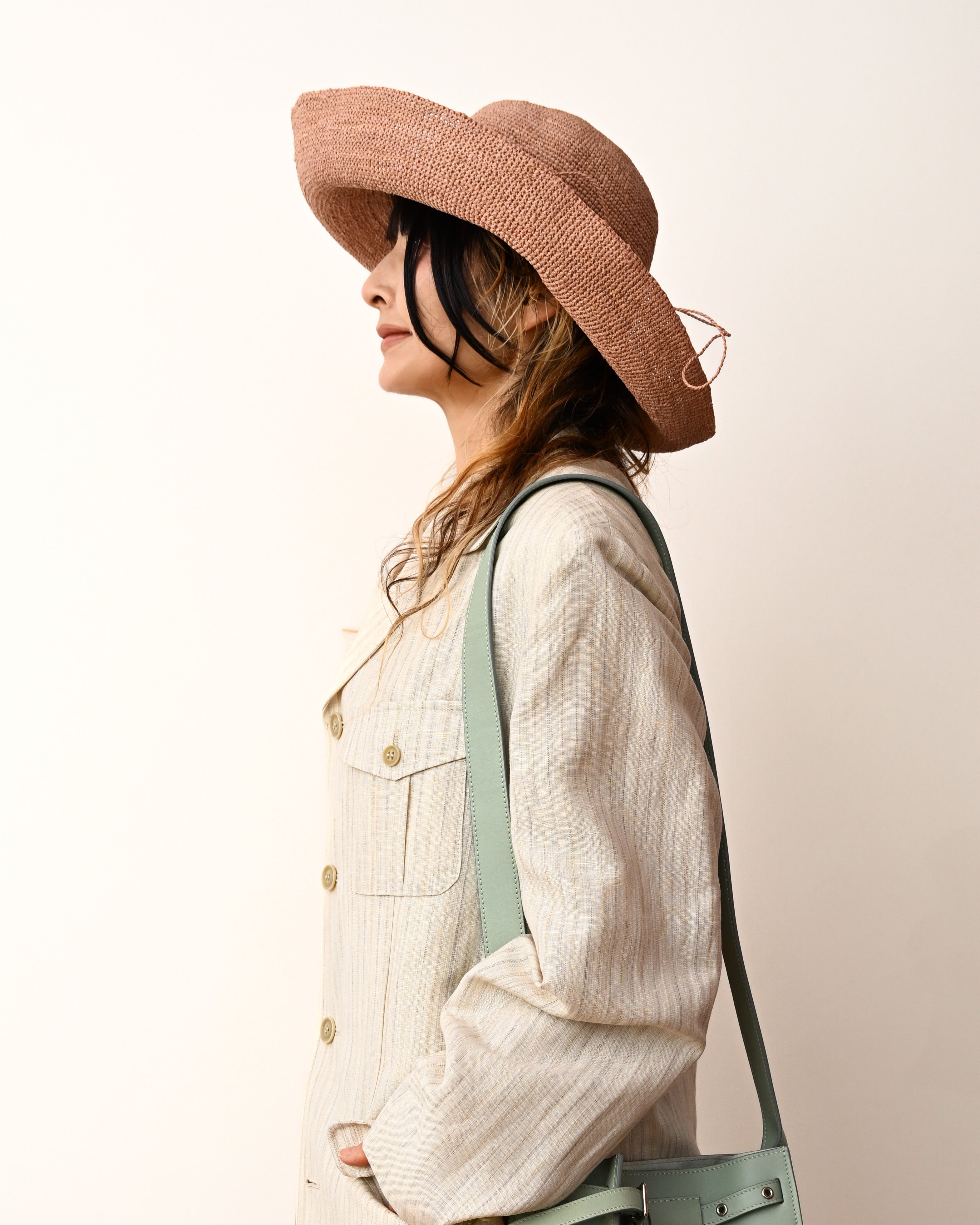 Dolcis/ Linen Blended Oversized Safari Jacket White