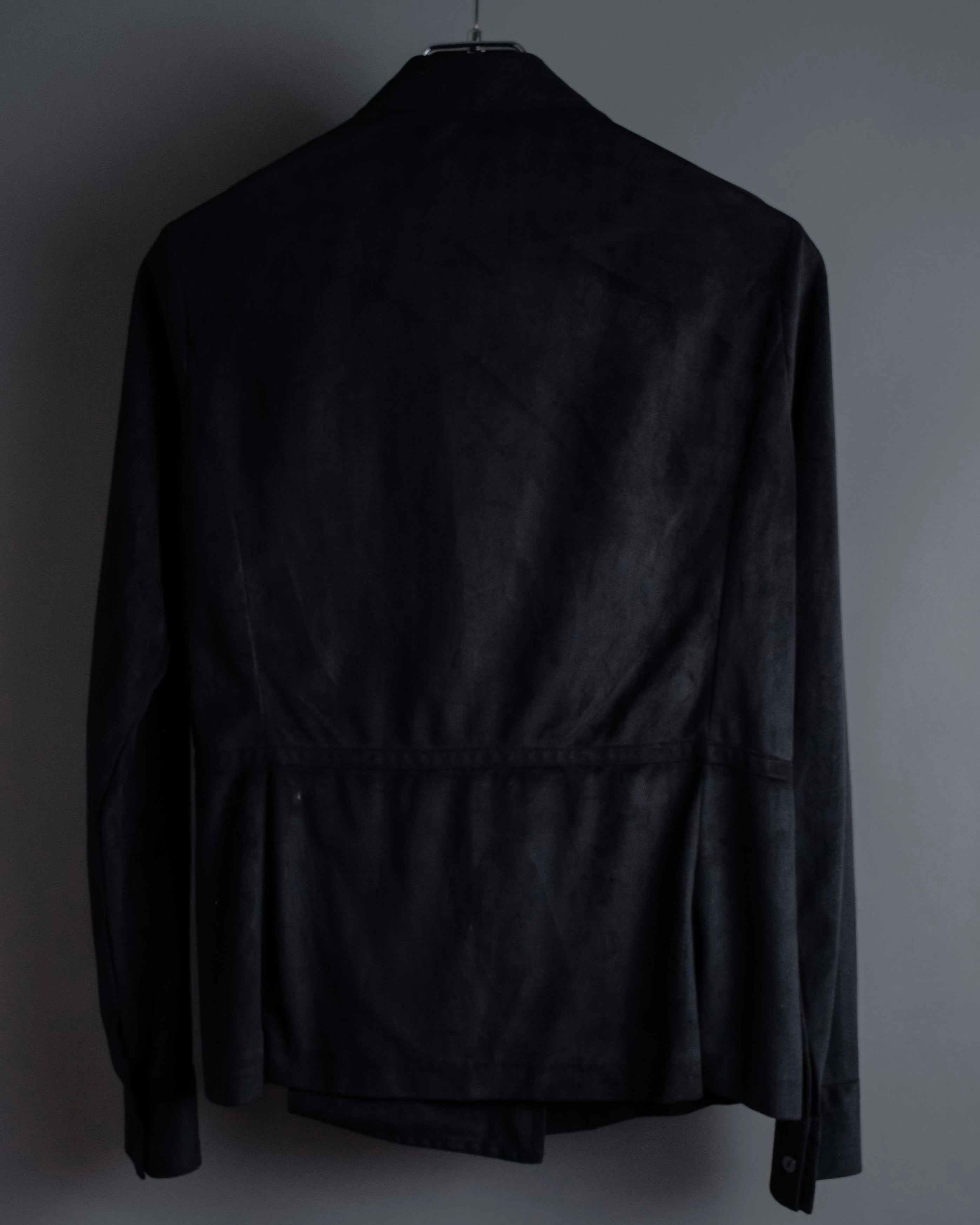 "PRADA" Wrap flap design micro suede jacket