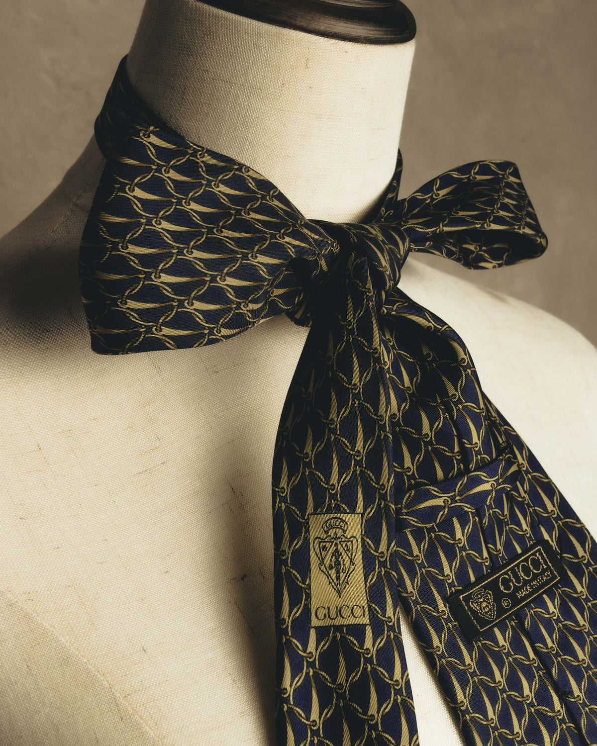 "GUCCI" 80's Nautical patterned silk necktie