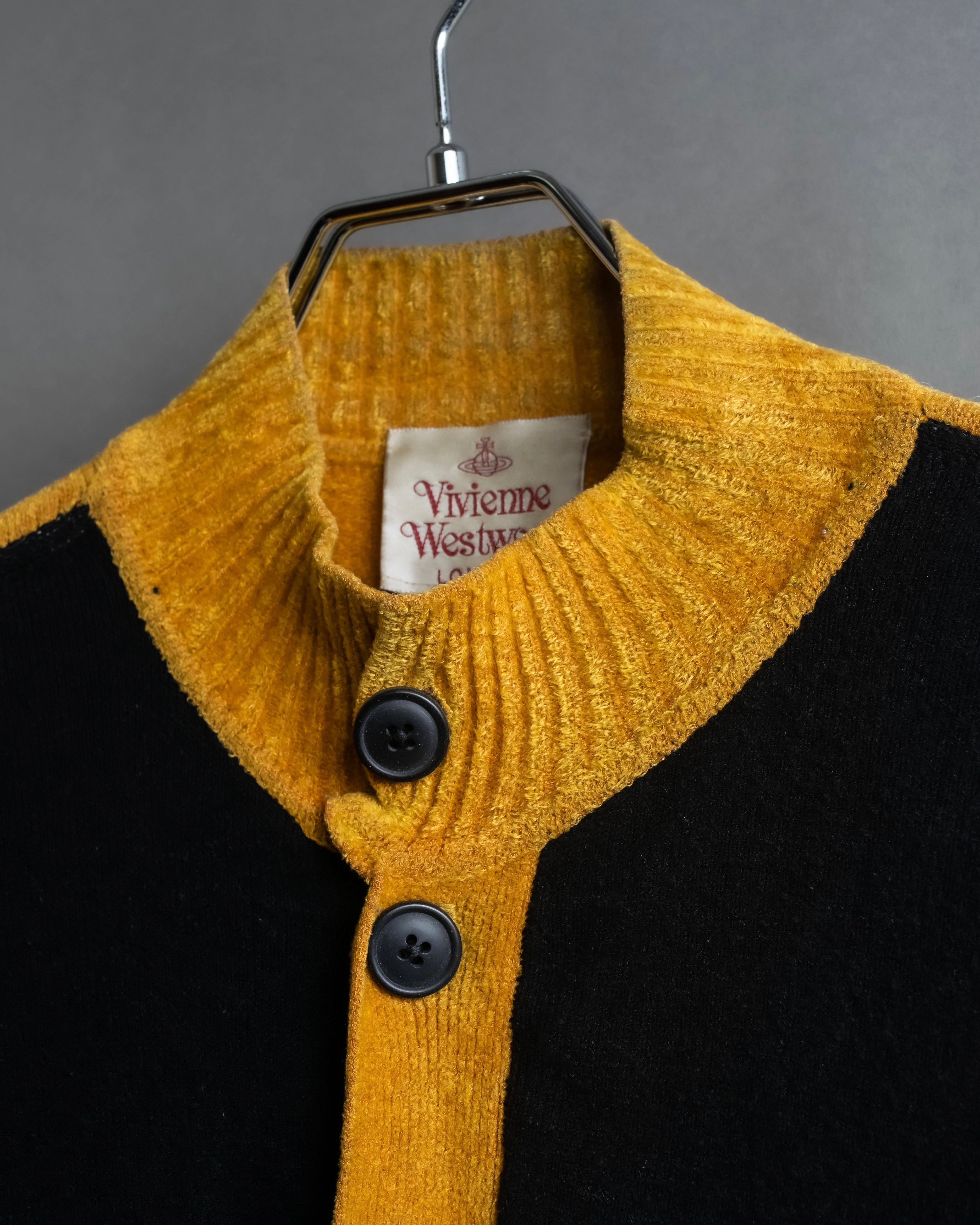 "Vivienne Westwood" Two-tone ribbed switching cardigan