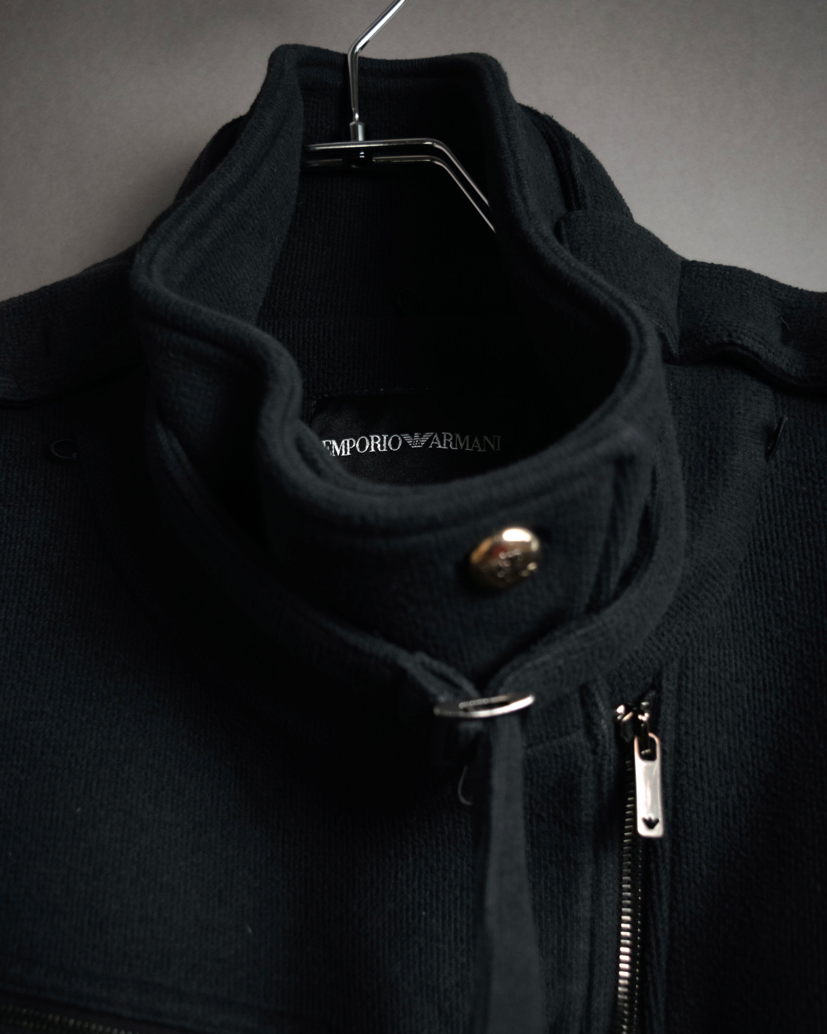 “EMPORIO ARMANI” 2009 AW Military inspired zip-up knit long coat