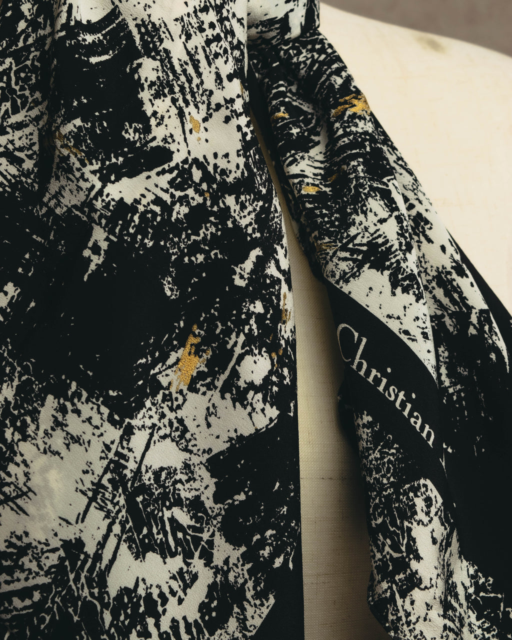 "Christian Dior" 80's-90's Artful abstract silk scarf